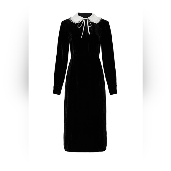 Sweet Baby Jamie Black Collared Velvet Dress Size XL Jamie Mizrahi - Picture 16 of 16